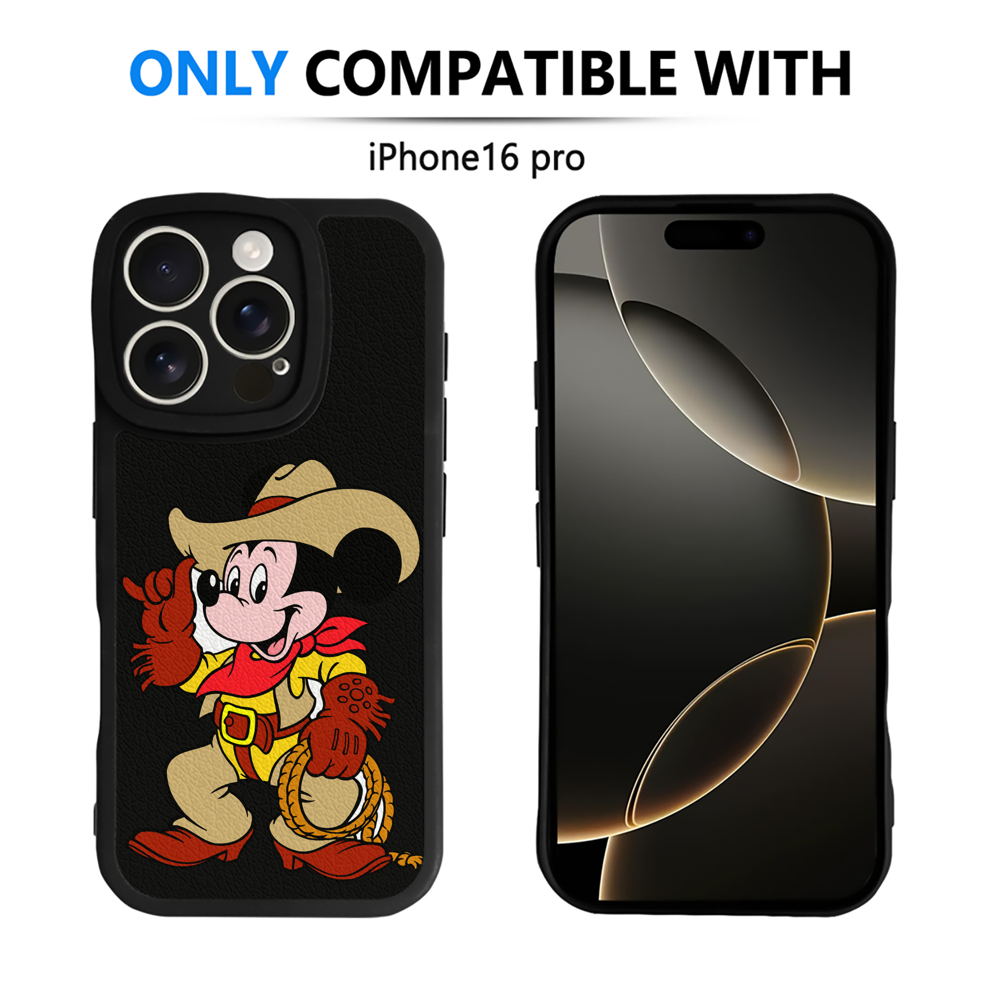 （画像用） ミッキーマウス Mickey Mouse 【iPhone 16シリーズ対応】シリコンスマホケース（レザー調） 材質：シリコン